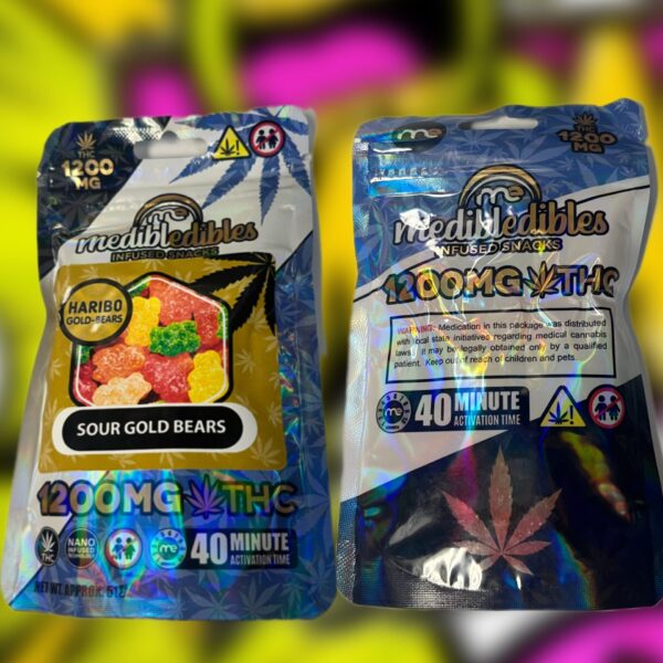THC Fruit Chews - Medibles 1200MG Per Sour Gold Bears
