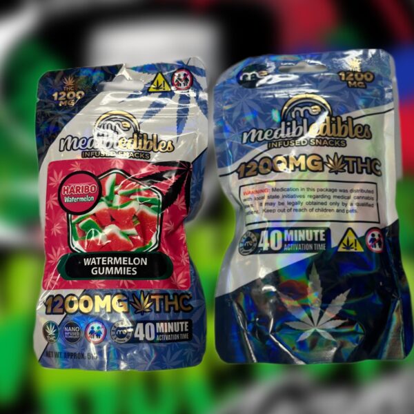 THC Fruit Chews - Medibles 1200MG Per Watermelon Gummies