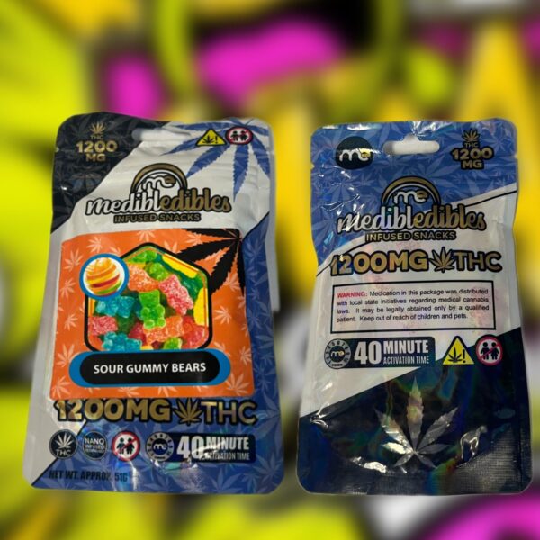THC Fruit Chews - Medibles 1200MG Per Sour Gummy Bears