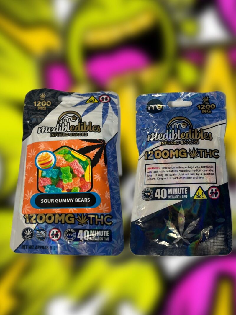 THC Fruit Chews - Medibles 1200MG Per Sour Gummy Bears