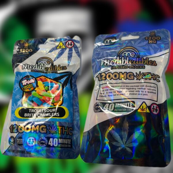 THC Fruit Chews - Medibles 1200MG Per Trolli Sour Brite Crawlers