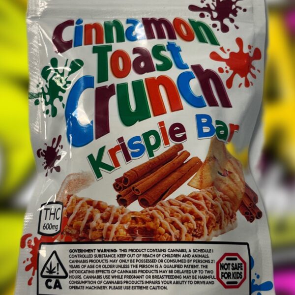 THC Edibles - 600 MG Cereal Bar Cinnamon Toast Crunch Krispie Bar